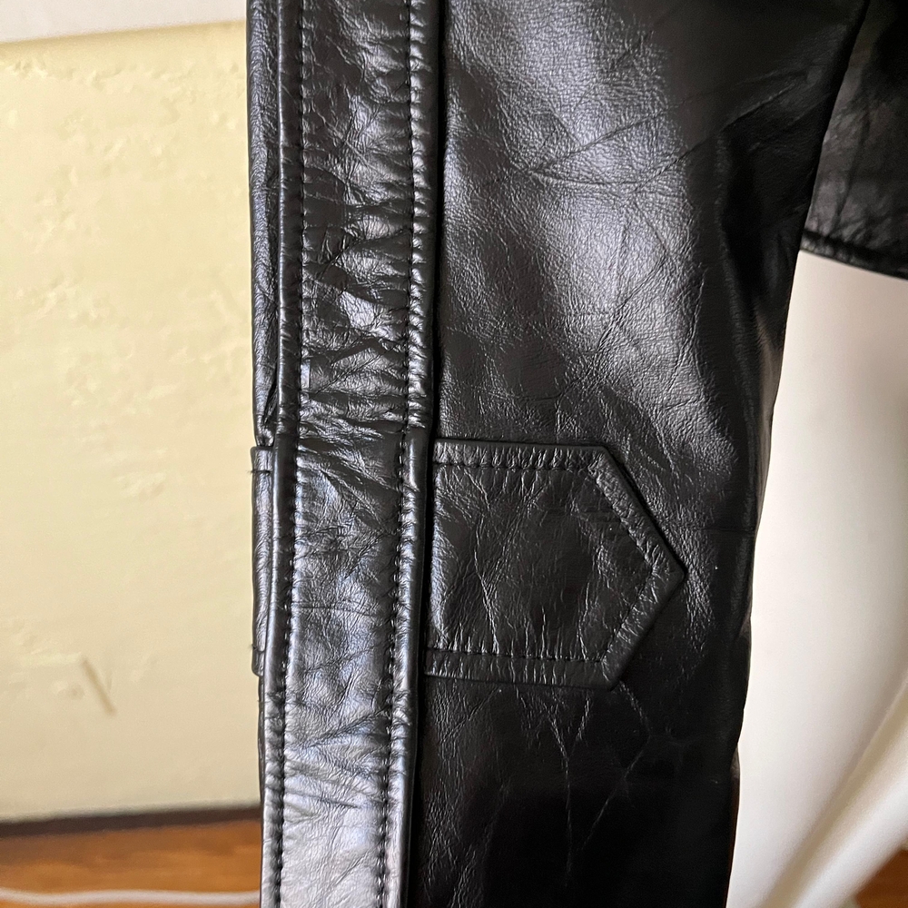 RARE FIND! Vintage Guess Black Double-Breasted Leather Jacket - Picture 4 of 7